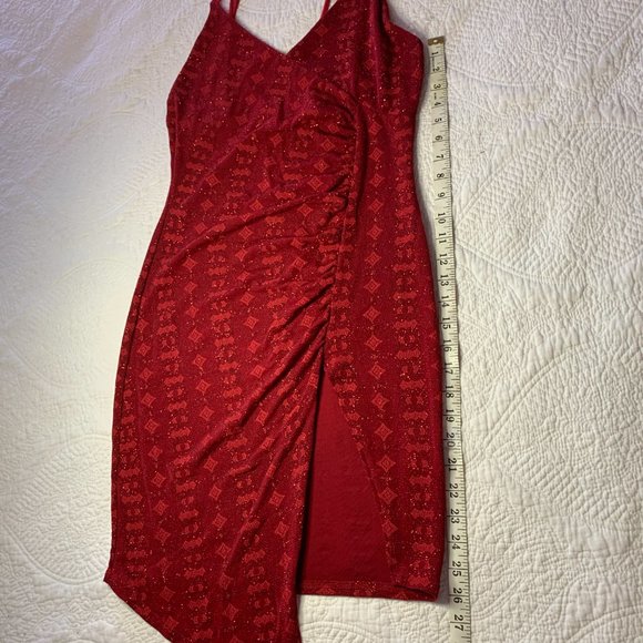 Lycra Red Dress, Size Large. - Picture 8 of 9